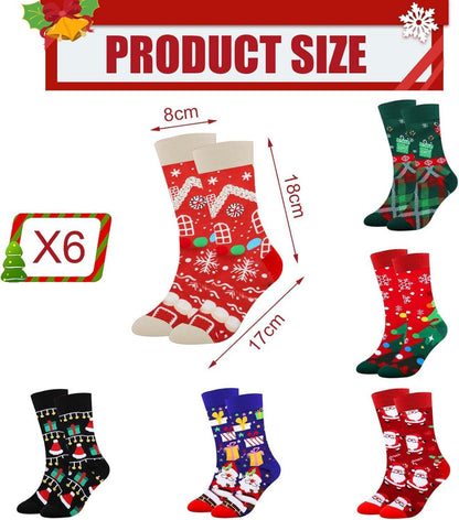 6 Paar Neue Weihnachtssocken Baumwolle bunt Damen Herren