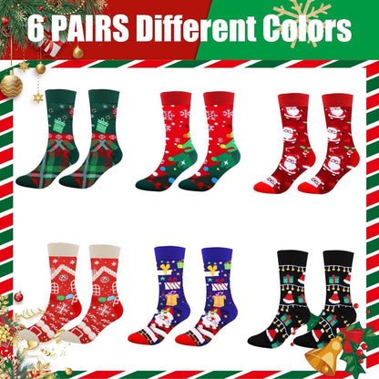 Weihnachtssocken Damen Baumwolle Lustig Cartoon Muster 6 Paar