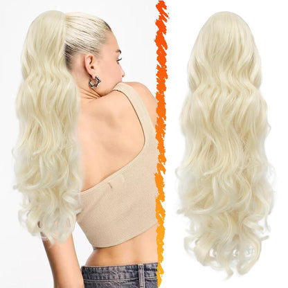 Lockige Blond Pferdeschwanz Extensions Synthetik Frauen 50cm