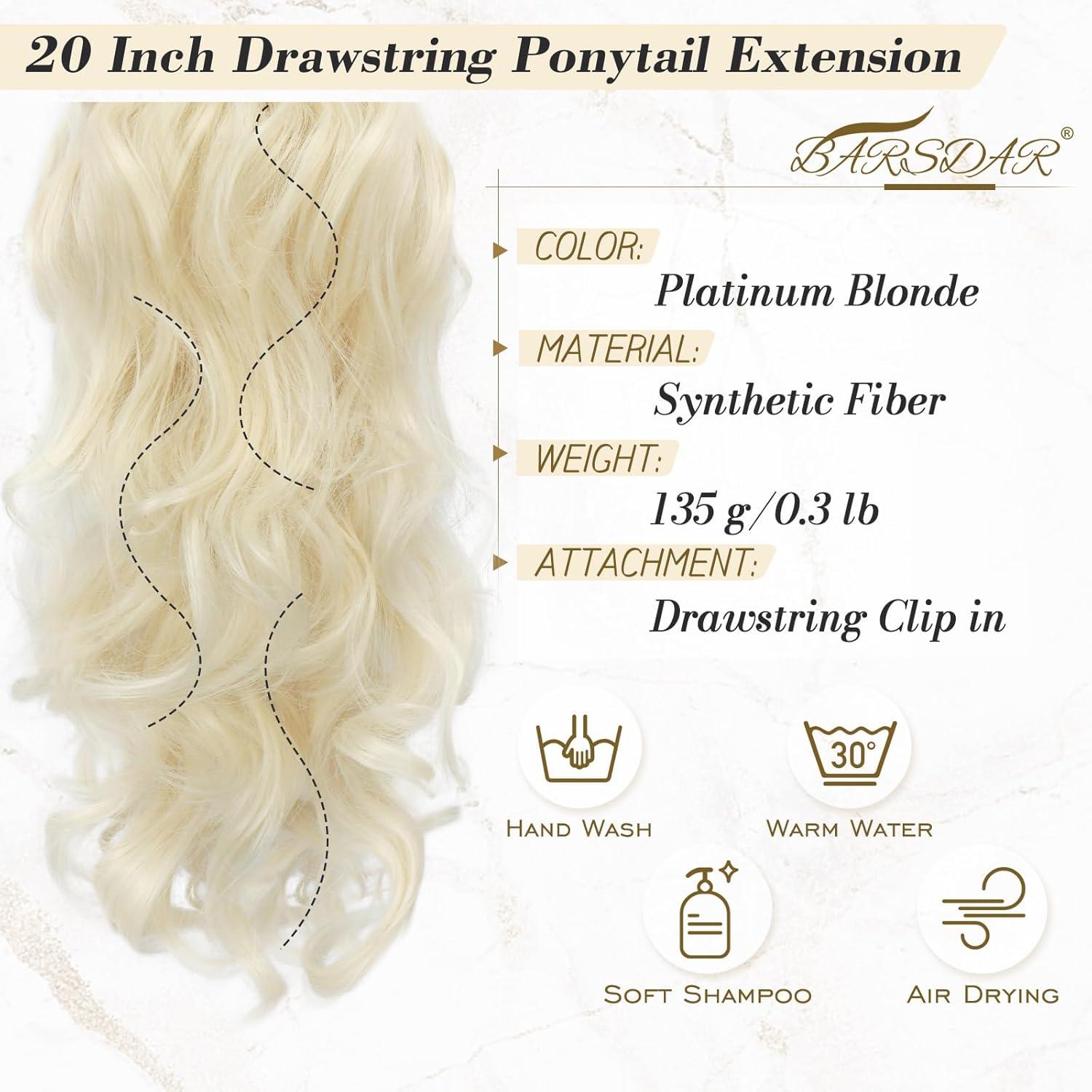 Haarteil Pferdeschwanz Extension Blond 50cm Lockige Gewellt