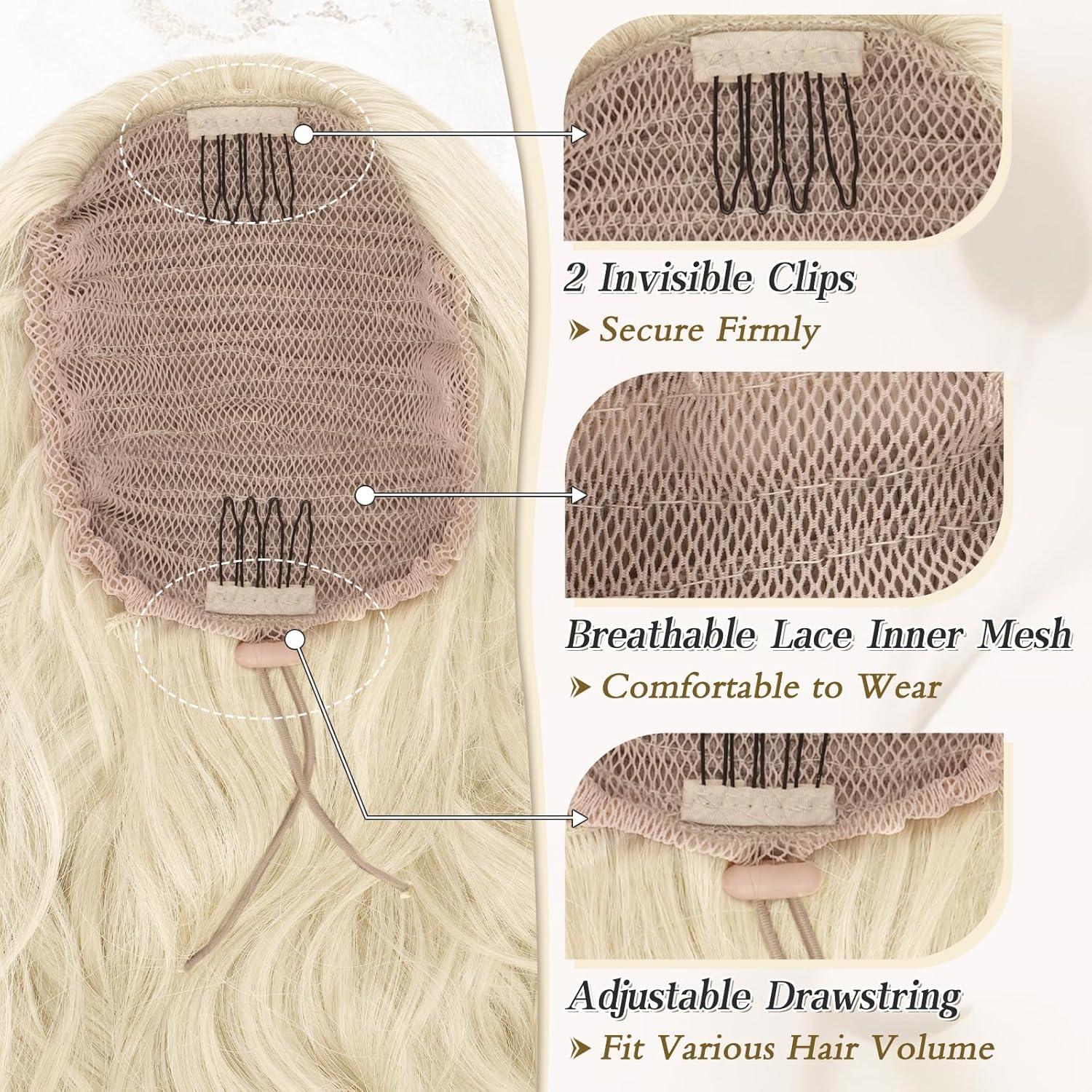 Lockige Blond Pferdeschwanz Extensions Synthetik Frauen 50cm