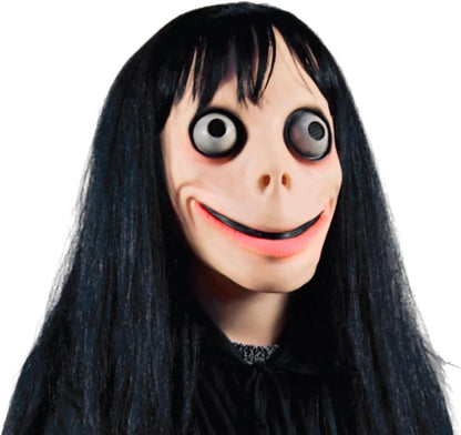Capaneus MOMO Latex Halloween Maske Gruselige Horror Party Maske Schwarz Haar