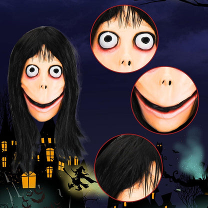 Halloween Maske Horror Gruselige Latex Schwarz Haar Themen Party