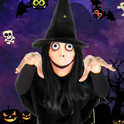 Gruselige MOMO Halloween Maske Latex Schwarz Haar Horror Party