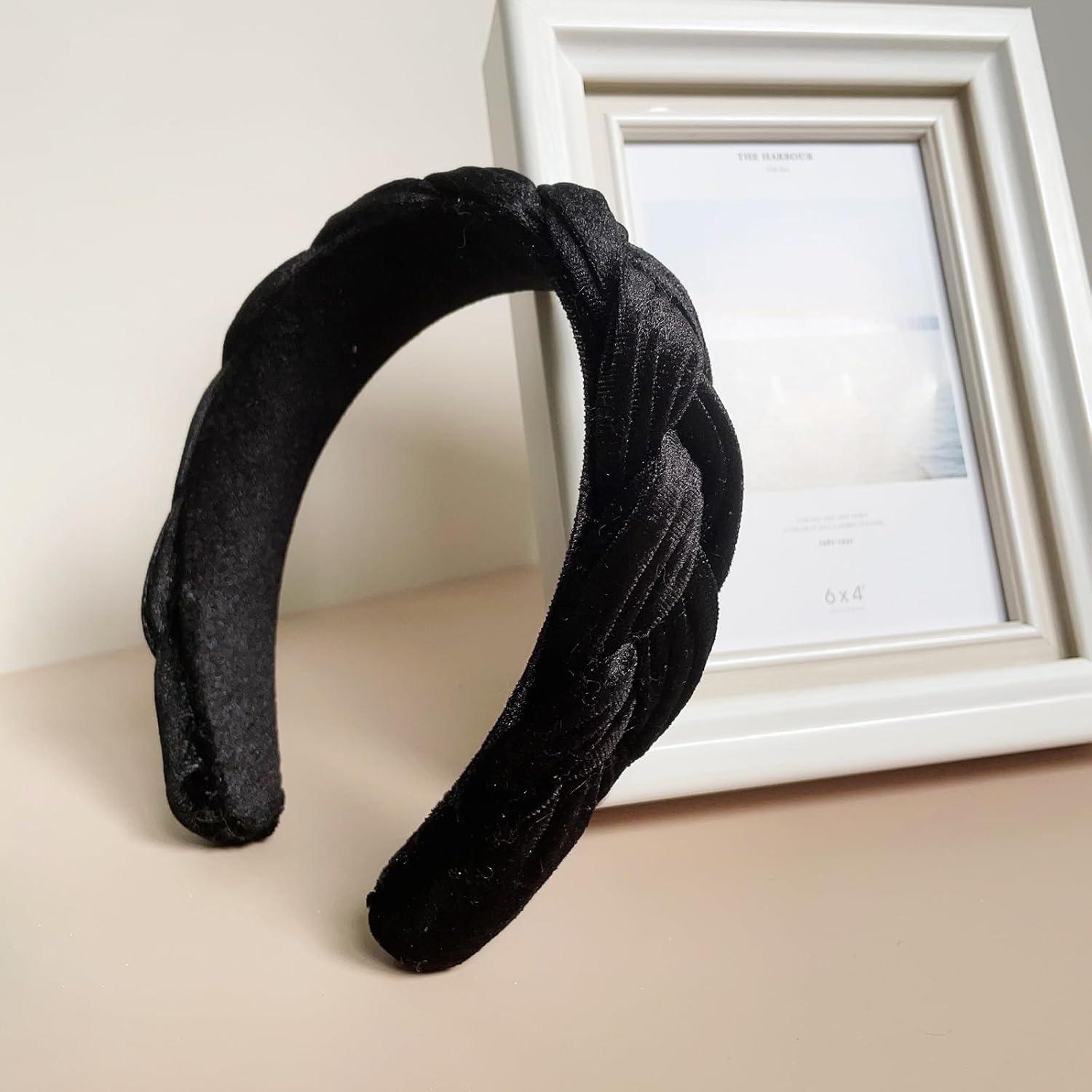 Samt Geflochtenes Stirnband Trachten Haarreif Vintage Damen Black