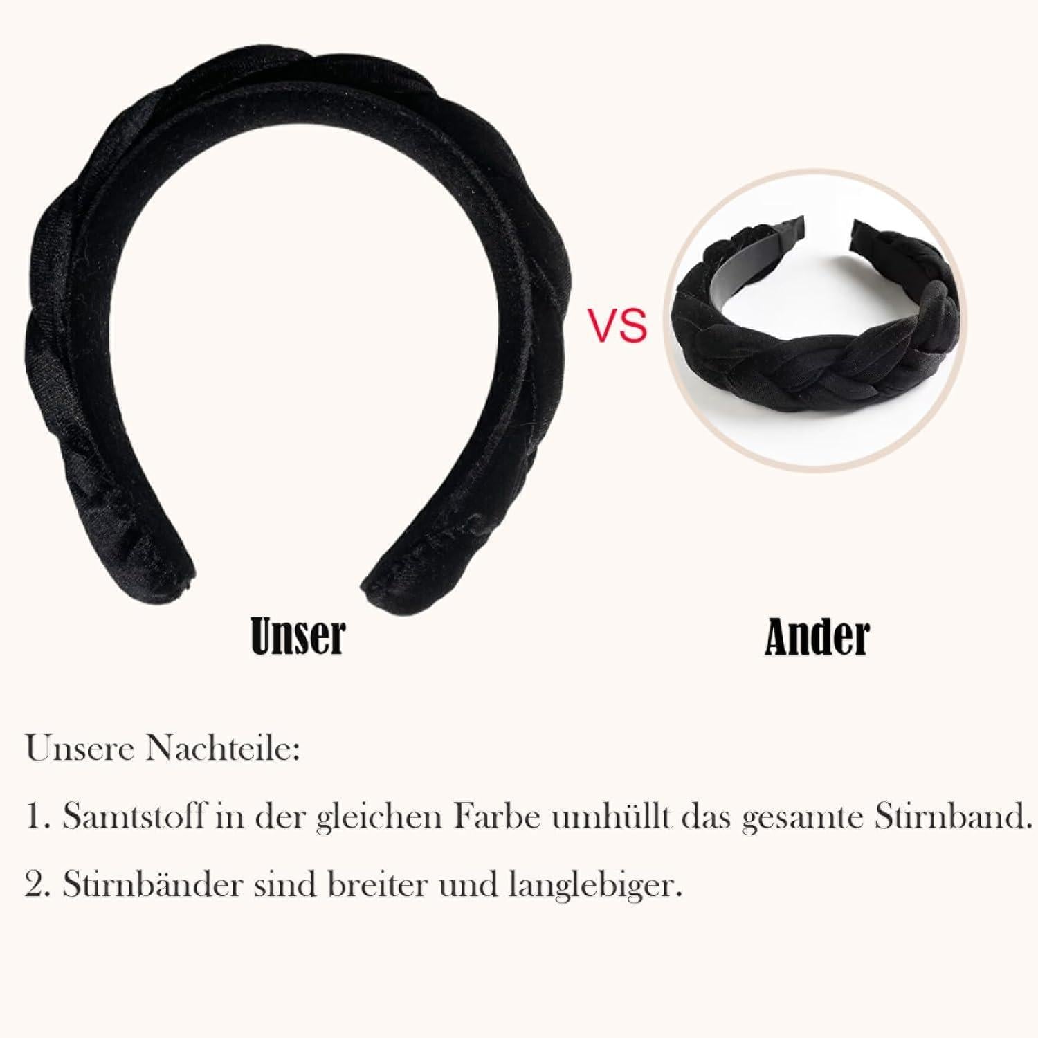 Samt Geflochtenes Stirnband Trachten Vintage Haarreif Mode Damen Haarband