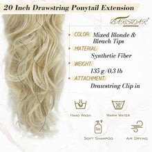 Lockige Pferdeschwanz Extensions 50cm Blond Synthetik