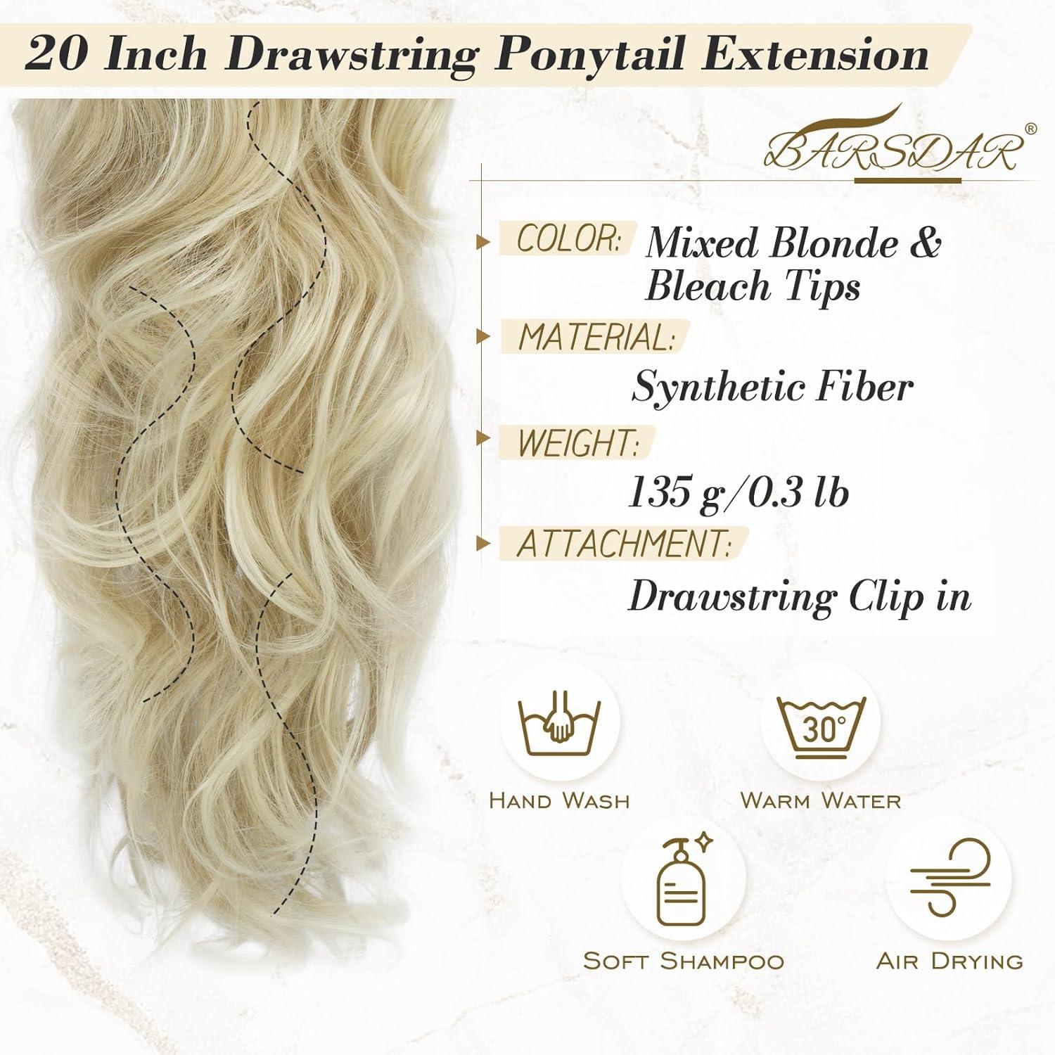 Lockige Pferdeschwanz Extensions 50cm Blond Synthetik