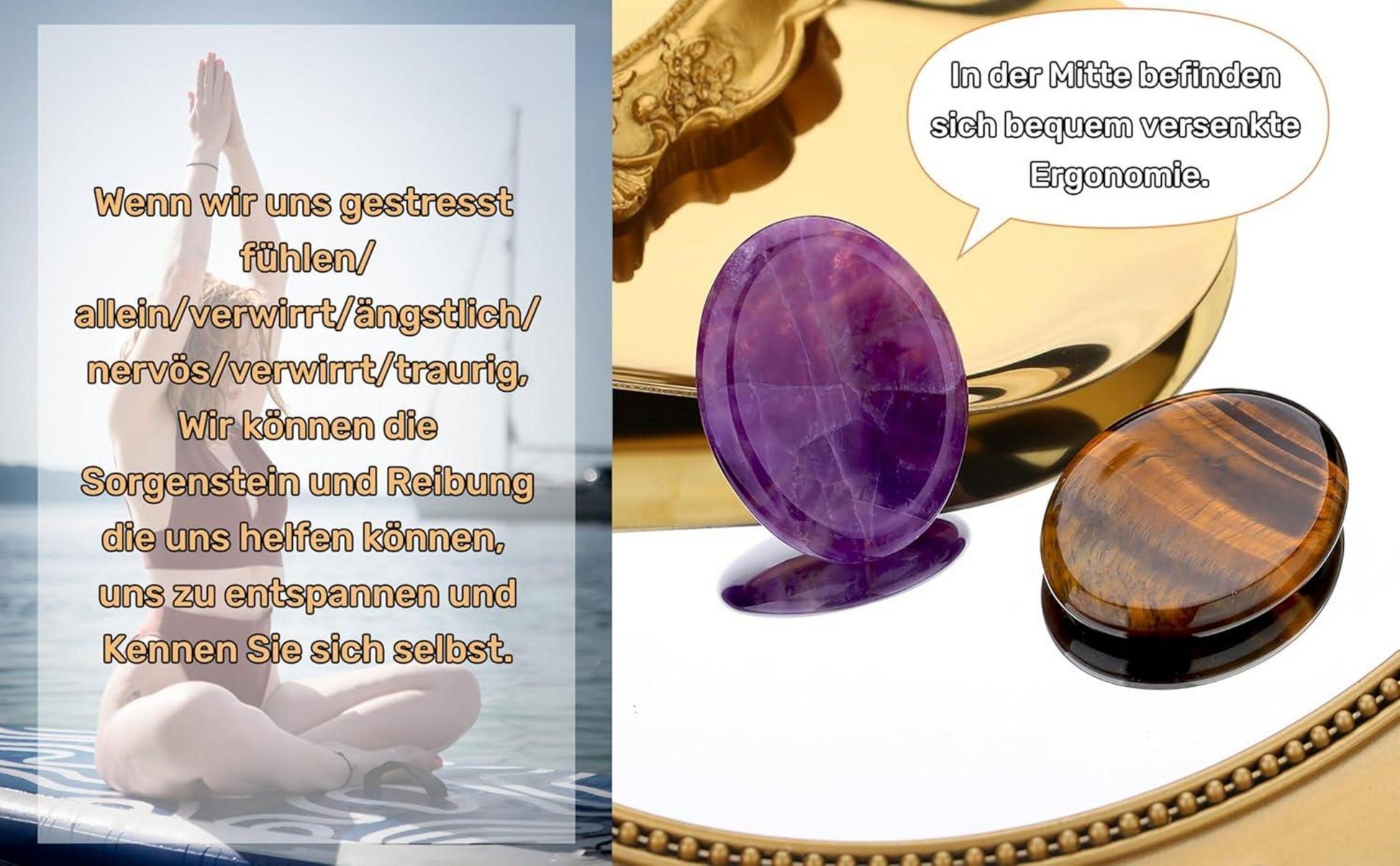 Tigerauge Heilsteine Kristall Handschmeichler Daumen Edelstein Oval