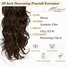 Lockiger Pferdeschwanz Extensions Braun 50cm Synthetik