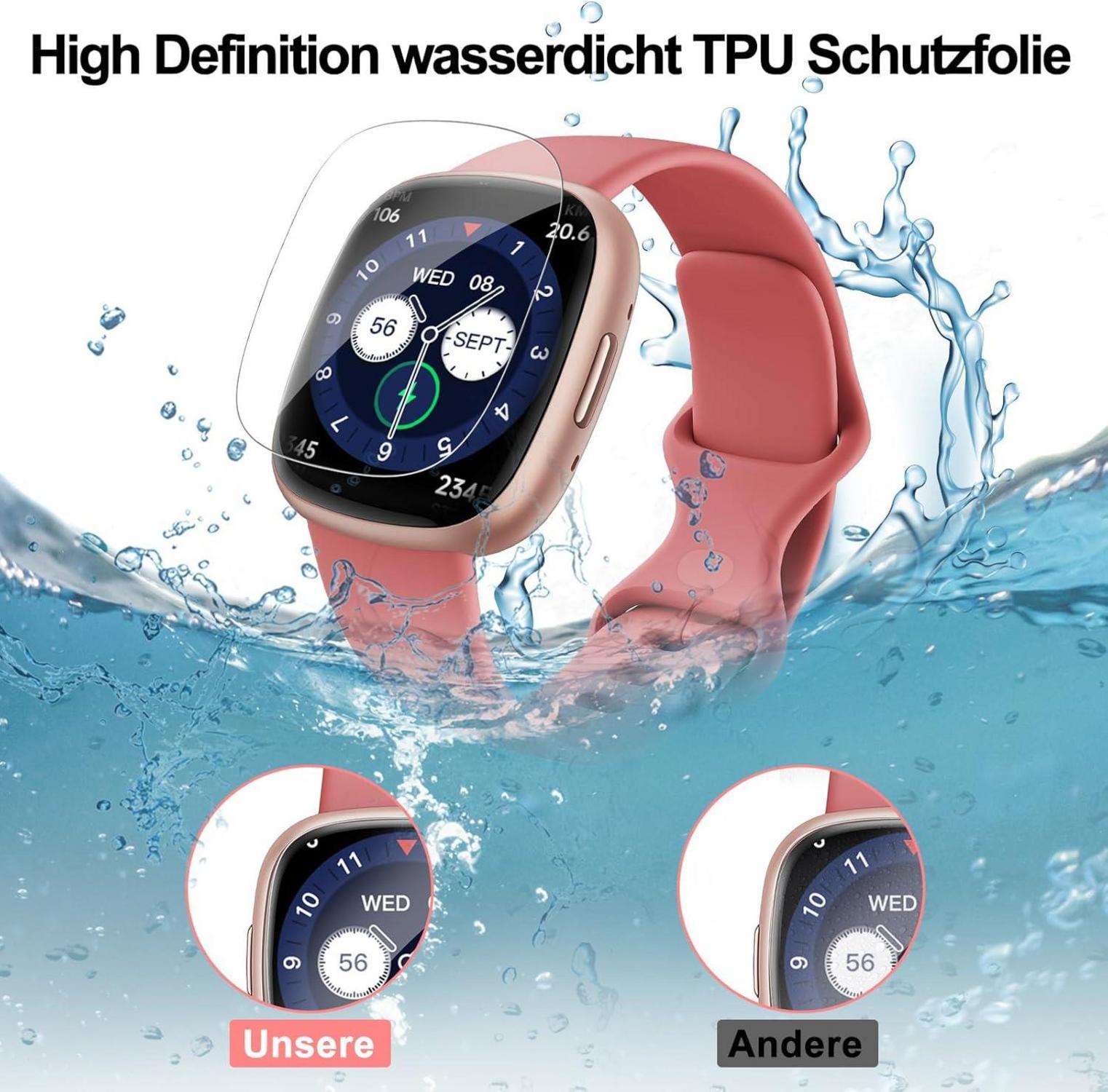 4er Set Fitbit Versa 3/4 Sense 2 Schutzfolie Displayfolie.userdetailsFlexibles