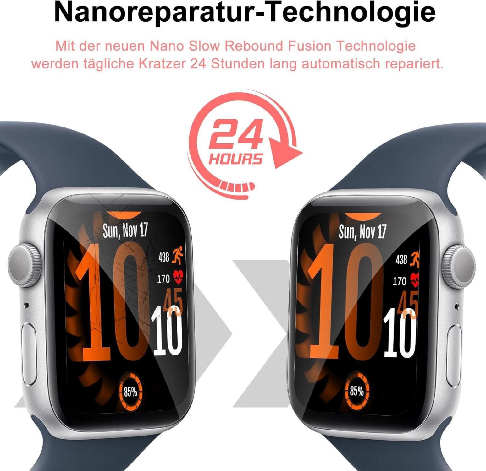 Schutzfolie Panzerglas Apple Watch Series 7/8/9 41mm Displayfolie