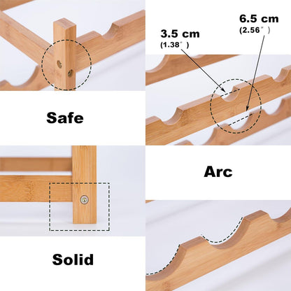 Weinregal Bambus Flaschenregal Küche Keller Bar Schrank 3 Etagen 12