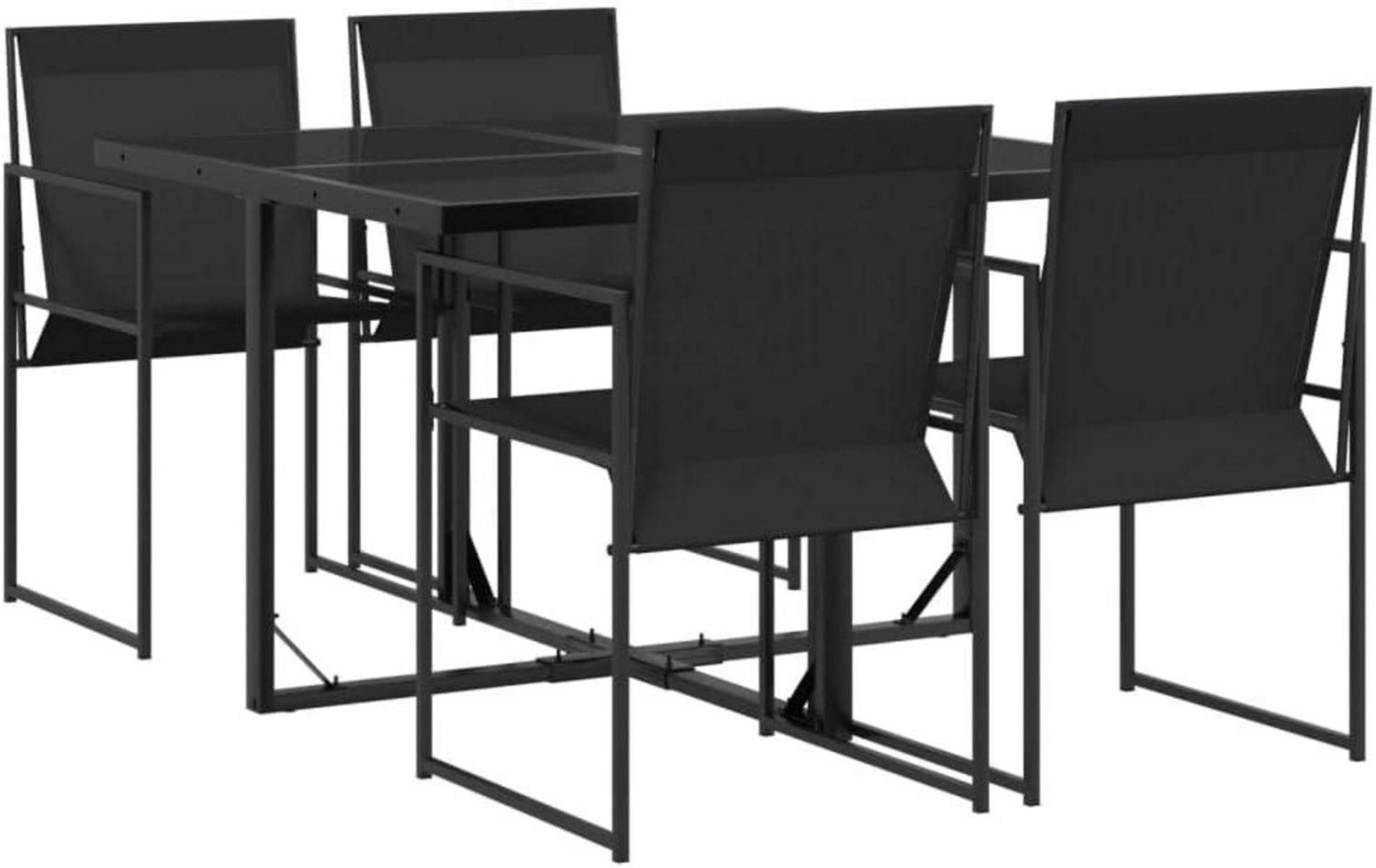 Garten Essgruppe 5-TLG. Tisch 4 Stühle Set Schwarz Textilene