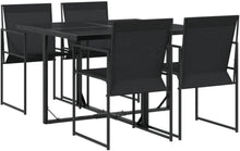 Garten Essgruppe 5-TLG. Tisch 4 Stühle Set Schwarz Textilene