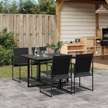 vidaXL Garten Essgruppe 5tlg. Schwarz Textilene Safe