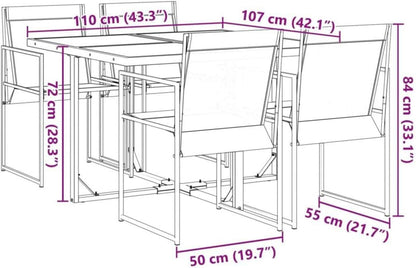 Garten Essgruppe 5-TLG. Tisch 4 Stühle Set Schwarz Textilene