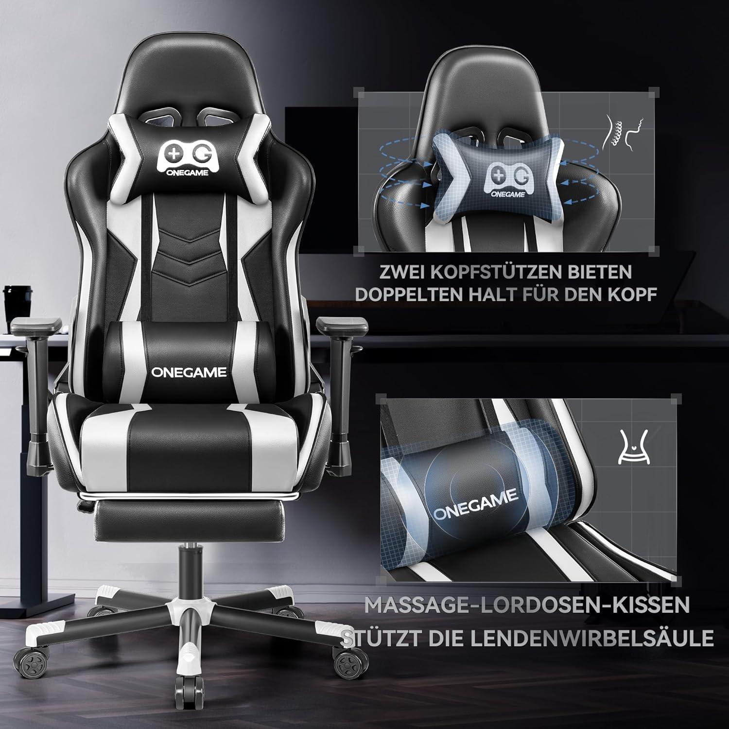 Gaming Stuhl Ergonomischer PU Racing Chair mit Fußstütze