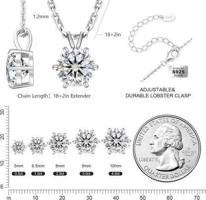KRKC&CO Moissanite Diamant Kette Damen Silber 925 Anhänger VVS1 D-Farbe 2 CT