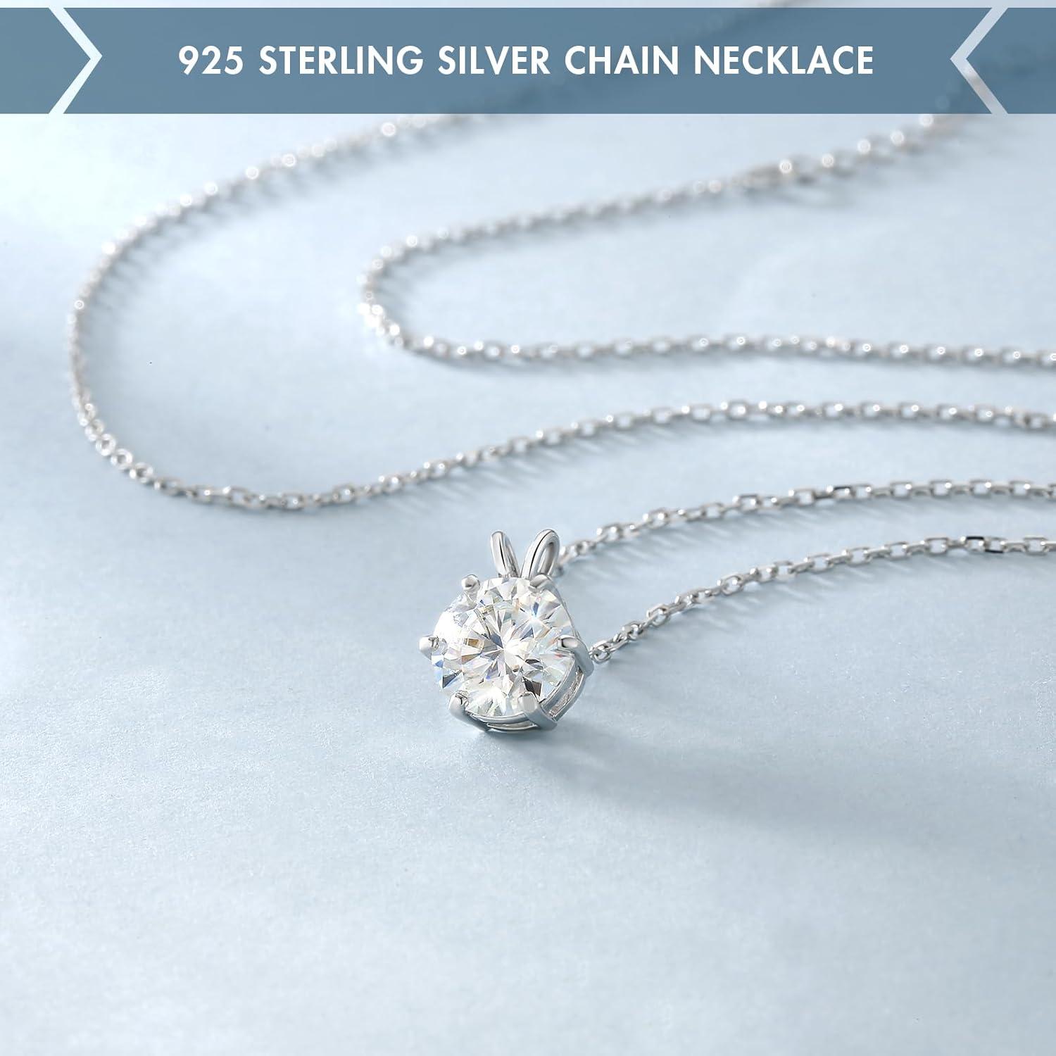 Moissanite Diamant Anhänger Halskette Damen Silber 925, VVS1 D 2 CT, verstellbar