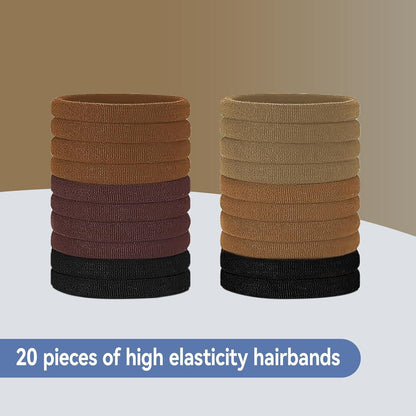 20 Stück Schwarz Elastische Haargummis für Damen - Haarbänder Pferdeschwanz