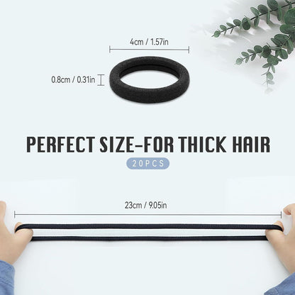 20er Set Elastische Haargummis Schwarz für Damen und Mädchen