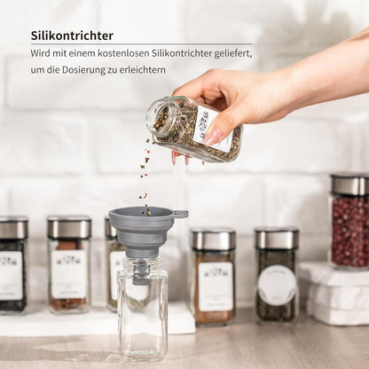 Gewürzgläser Set 6-teilig 120ML Streueinsatz Drehdeckel Trichter Etikett