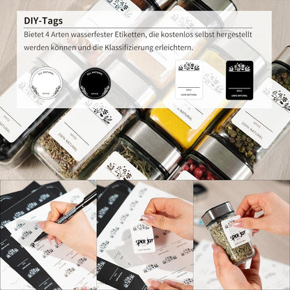 6er Gewürzgläser Set 120ML Eckig mit