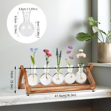 Kleine Vintage Glasvasen mit Holzständer für Pflanzen - Deko