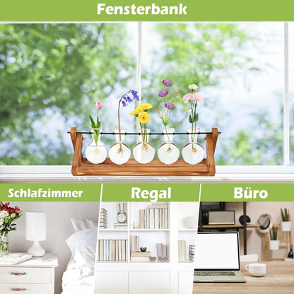 Vintage Glasvase Holzständer Tischdeko Büro Wohnzimmer