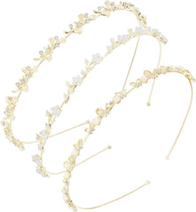Braut Stirnband Perlen Strass Haarreif 3Stk Damen Mädchen Haarreifen