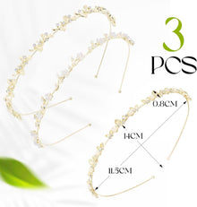 3er Set Perlen Strass Haarreif für Damen und Mädchen