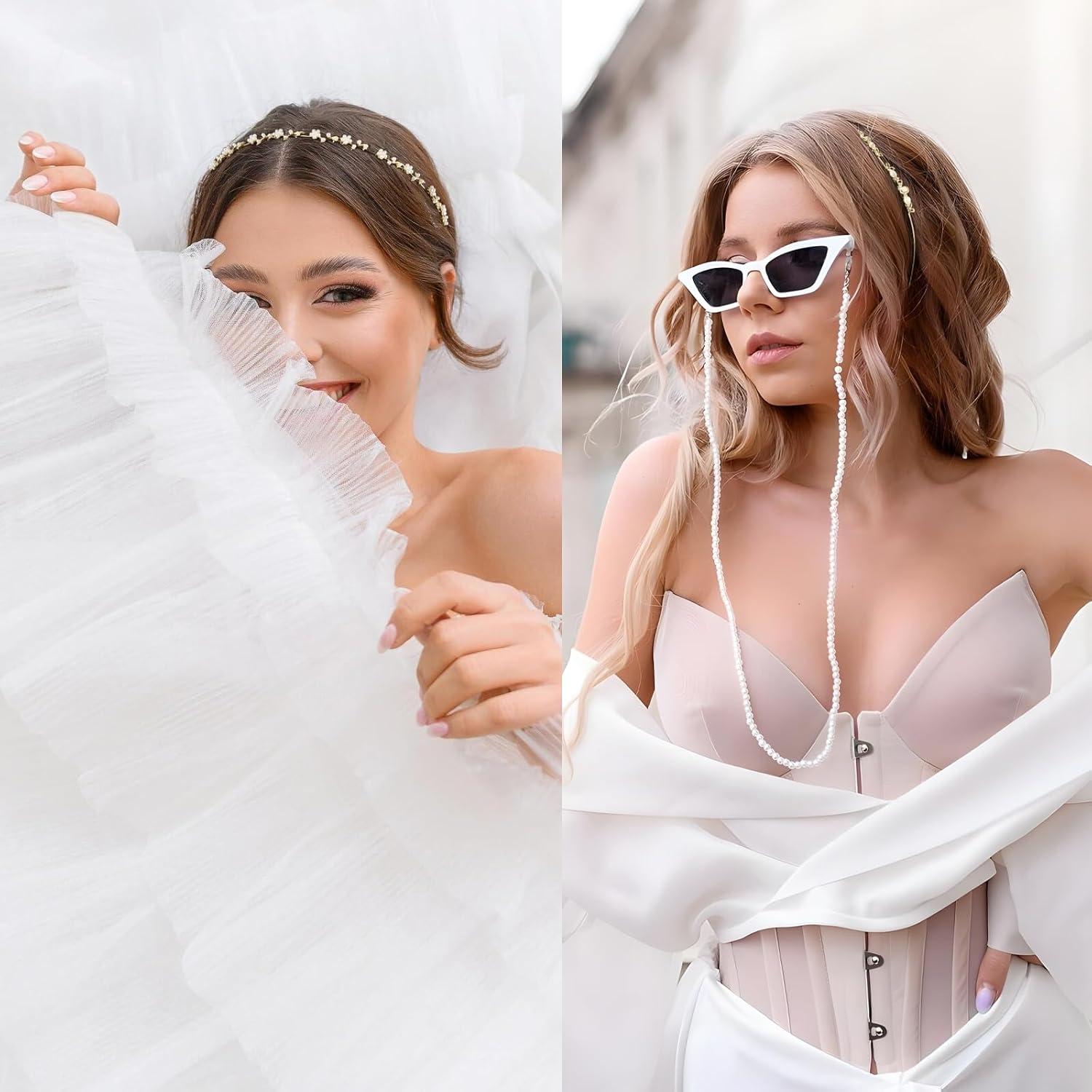 3er Set Braut Stirnband Perlen Strass Haarreif Damen Tracht Hochzeit Krone