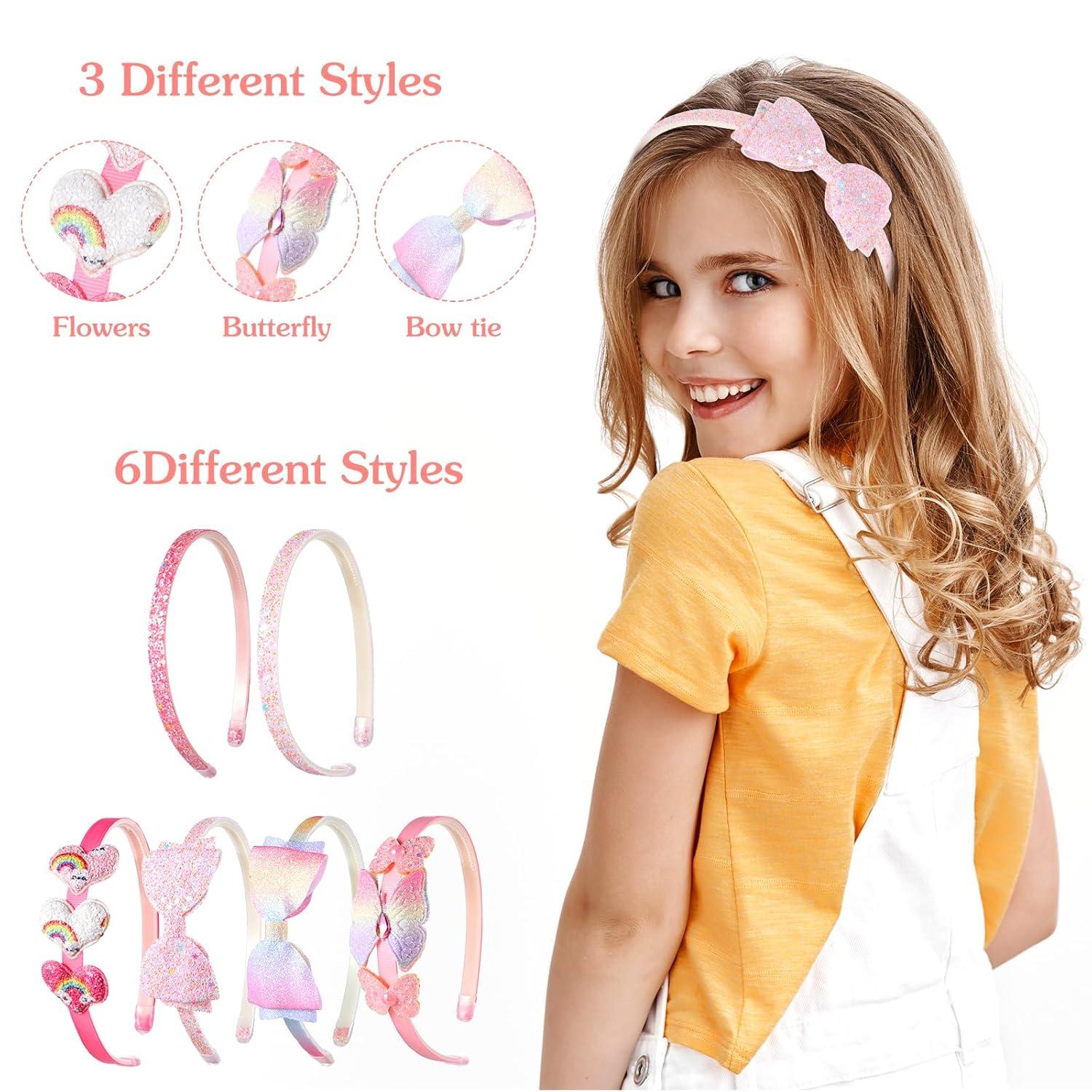 Glitzer Haarreifen Schleife Stirnbänder 6er Set Accessoires