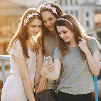 Glitzer Haarreifen 6er Set Schleifen Stirnbänder Regenbogen Mädchen Frauen