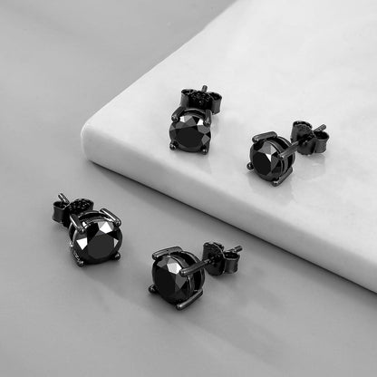 KRKC&CO Moissanit Ohrringe Schwarz 925 Silber 2,0 Karat VVS1 Diamant 6,5 mm Solitär