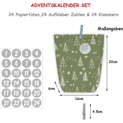 Adventskalender zum Befüllen Kraftpapier Schwarz DIY