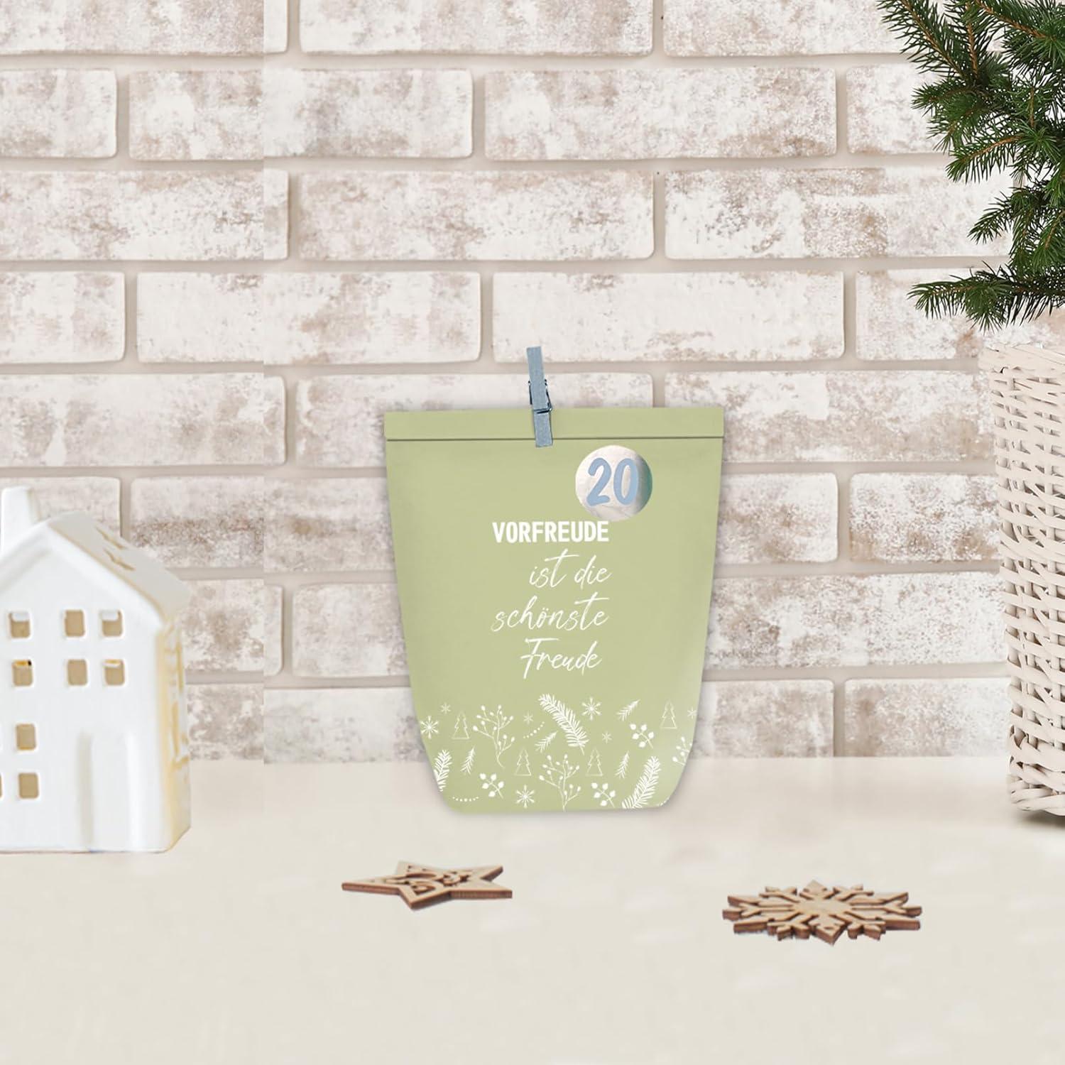 Adventskalender Papiertüten zum Selbst Gestalten, Weihnachtsdeko Set