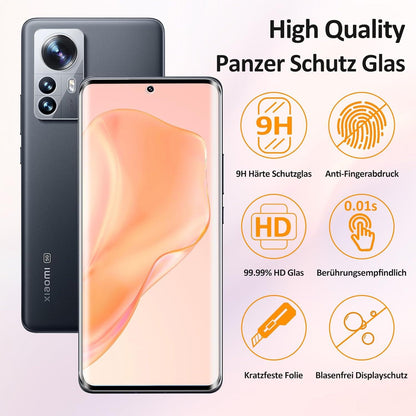 Panzerfolie und Kamera Displayschutz für Xiaomi 12/12X, 2+2 Stück, 9H