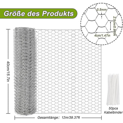 Kaninchendraht 0.4 x 12m – Verzinkter Maschendraht Zaun