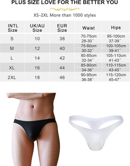 Eisseide Unterwäsche Herren Sexy String Tanga Transparent Unterhosen
