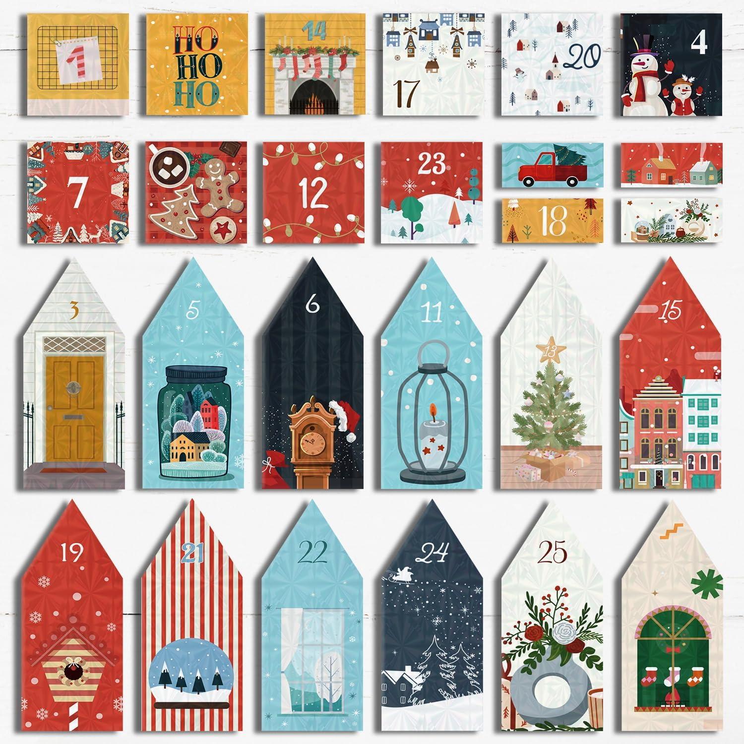 Adventskalender zum Befüllen Haus Karton DIY Weihnachtskalender 2024 Geschenk Tüten Kinder Frauen