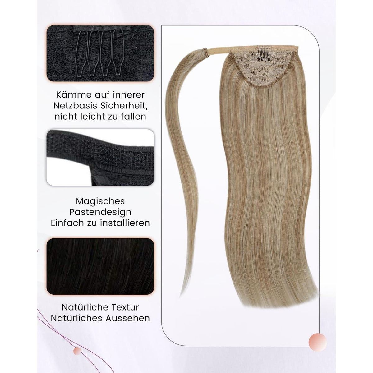 Echthaar Pferdeschwanz Blond Haarverlängerung Zopf 30cm