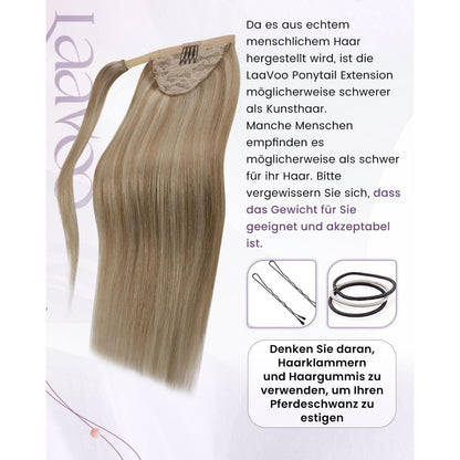 Echthaar Pferdeschwanz Blond Haarverlängerung Zopf 30cm