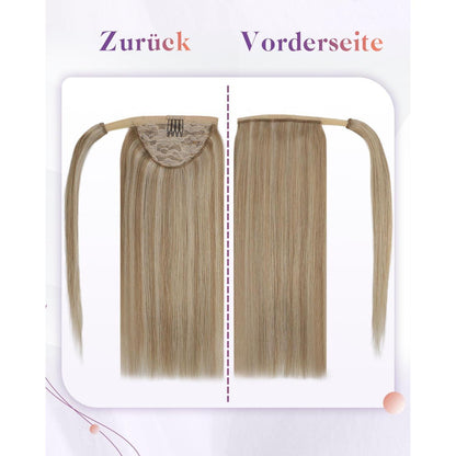 Echthaar Pferdeschwanz Blond Haarverlängerung Zopf 30cm