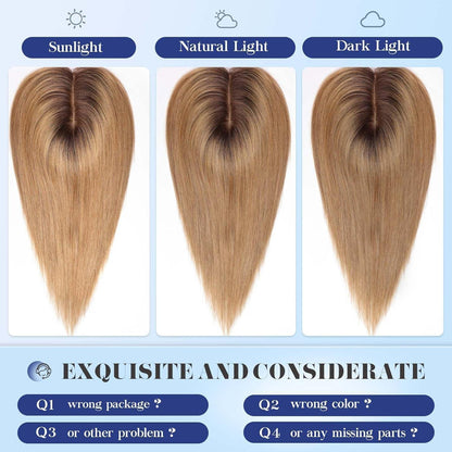 Echthaar Haarteil mit Pony, Ombre Aschblond, 12 Zoll