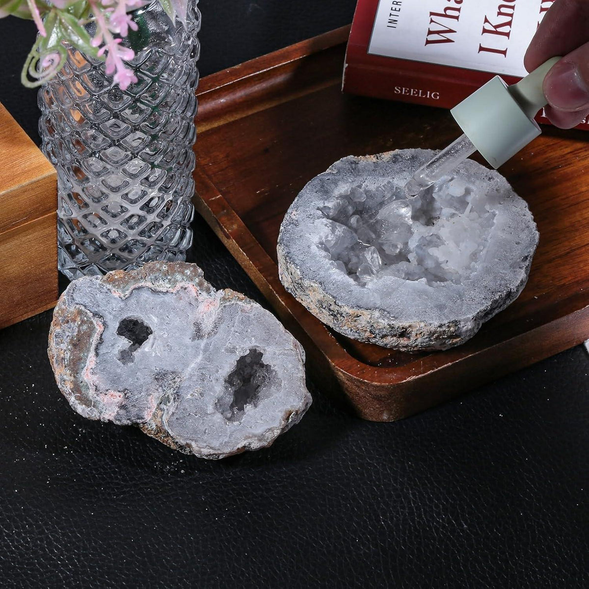 Natürlicher Achat Druse Geode Kristall, Heilstein & Deko, Mittlere Größe