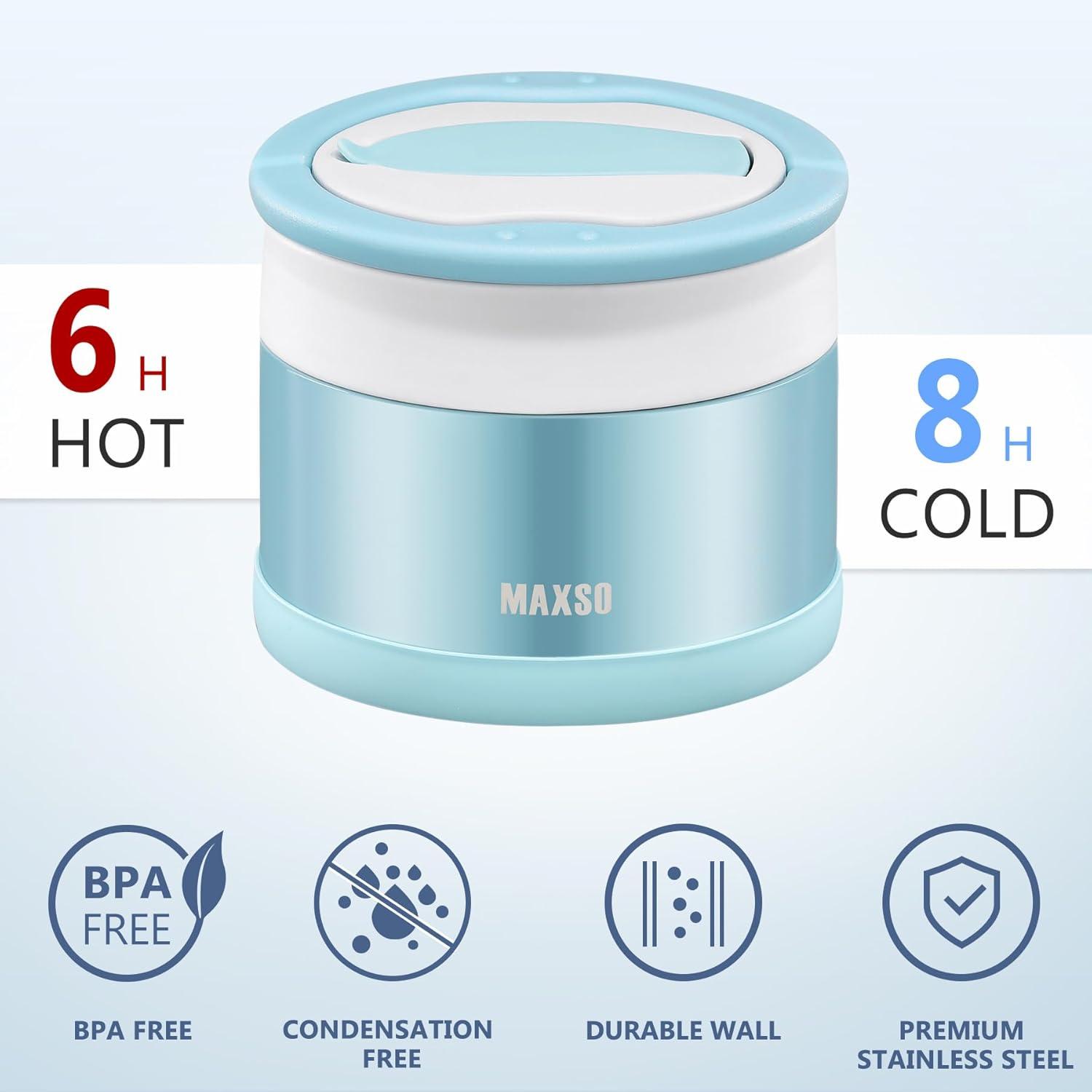 Itslife Thermobehälter Edelstahl 700ml mit Löffel Blau