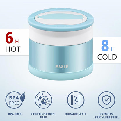 Itslife Thermobehälter Edelstahl 700ml mit Löffel Blau