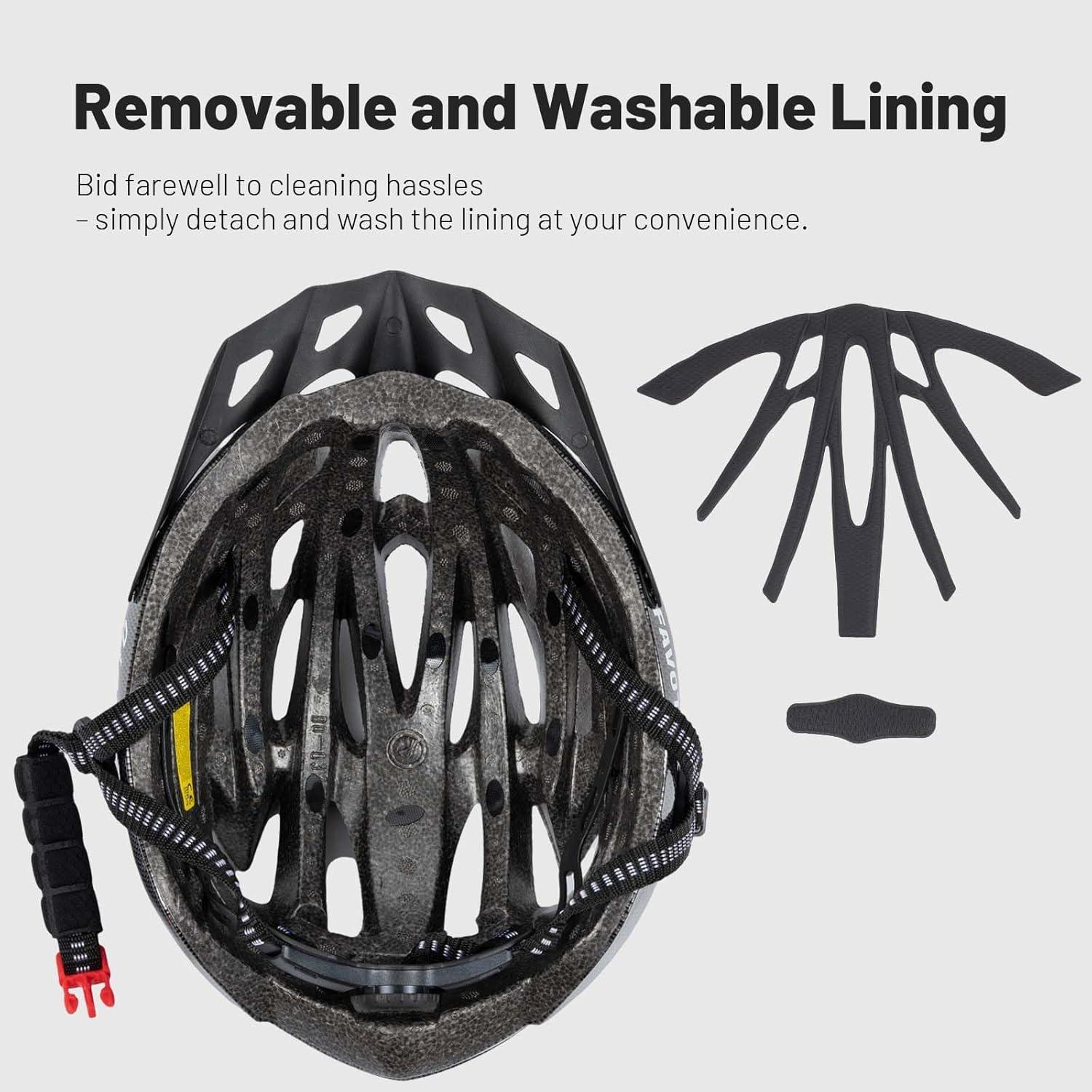 Favoto Erwachsene Fahrradhelm Schirm Abnehmbar Innenfutter Verstellbar
